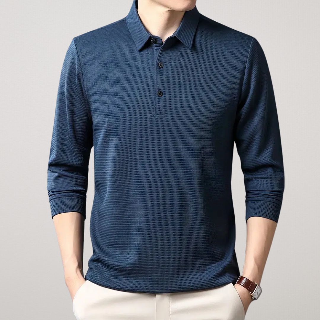 Vercello | Long Sleeve Cotton Polo for Year Round Smart Casual Wear