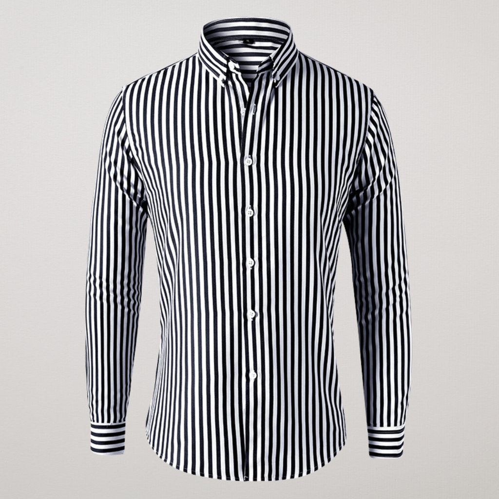 Larenzo | Fine Striped Button Front Shirt for Office and Weekend Wear