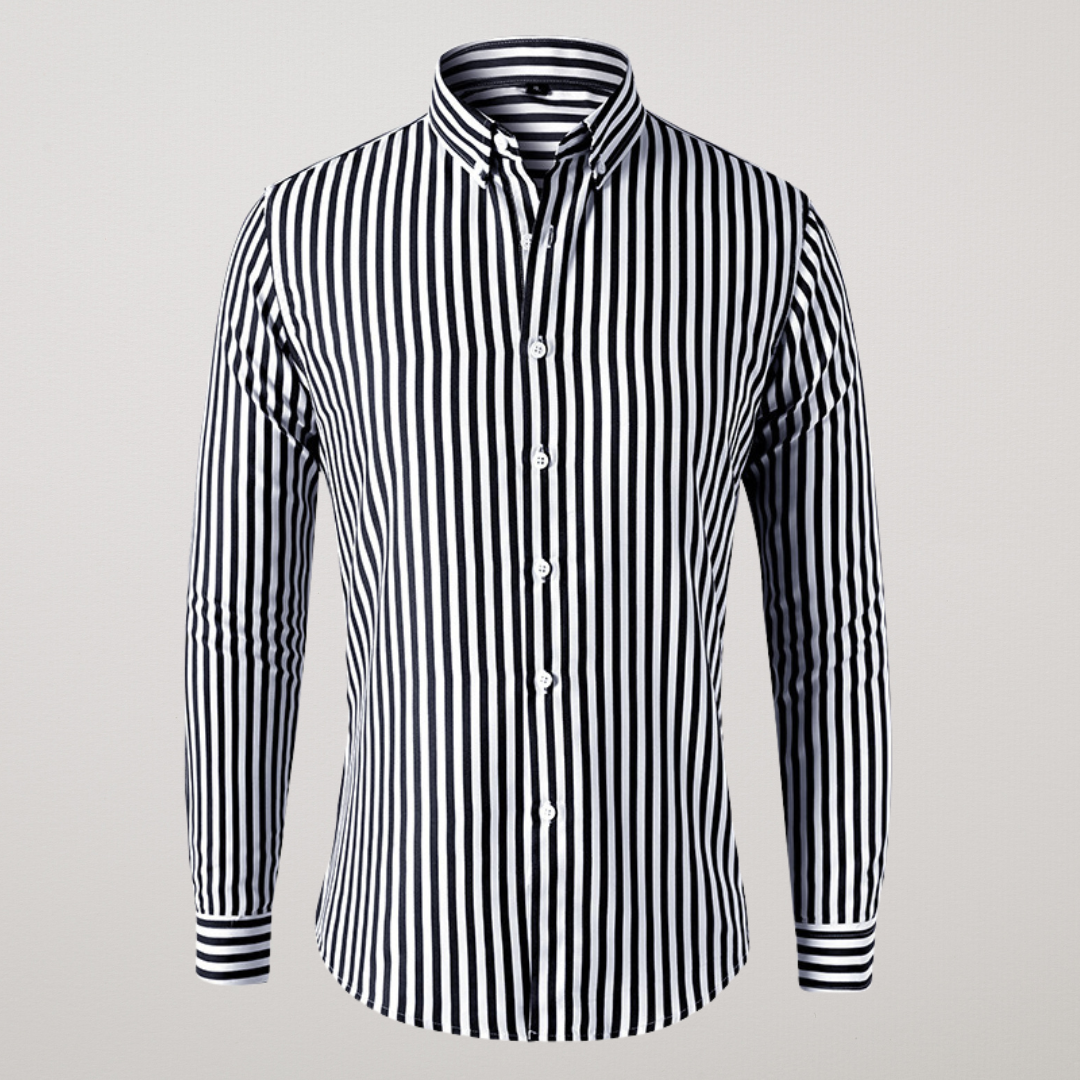 Larenzo | Fine Striped Button Front Shirt for Office and Weekend Wear