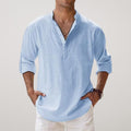 Umbrino | Linen Look Cotton Henley Shirt for Breathable Summer Comfort