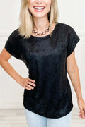 Francesca | Metallic Finish Round Neck Cap Sleeve Top