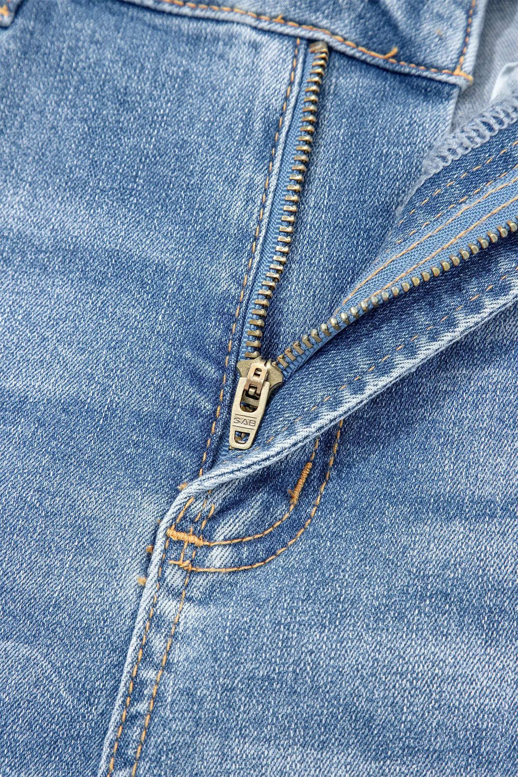 Valentina | Washed Raw Hem Denim Shorts with Mid Rise Fit