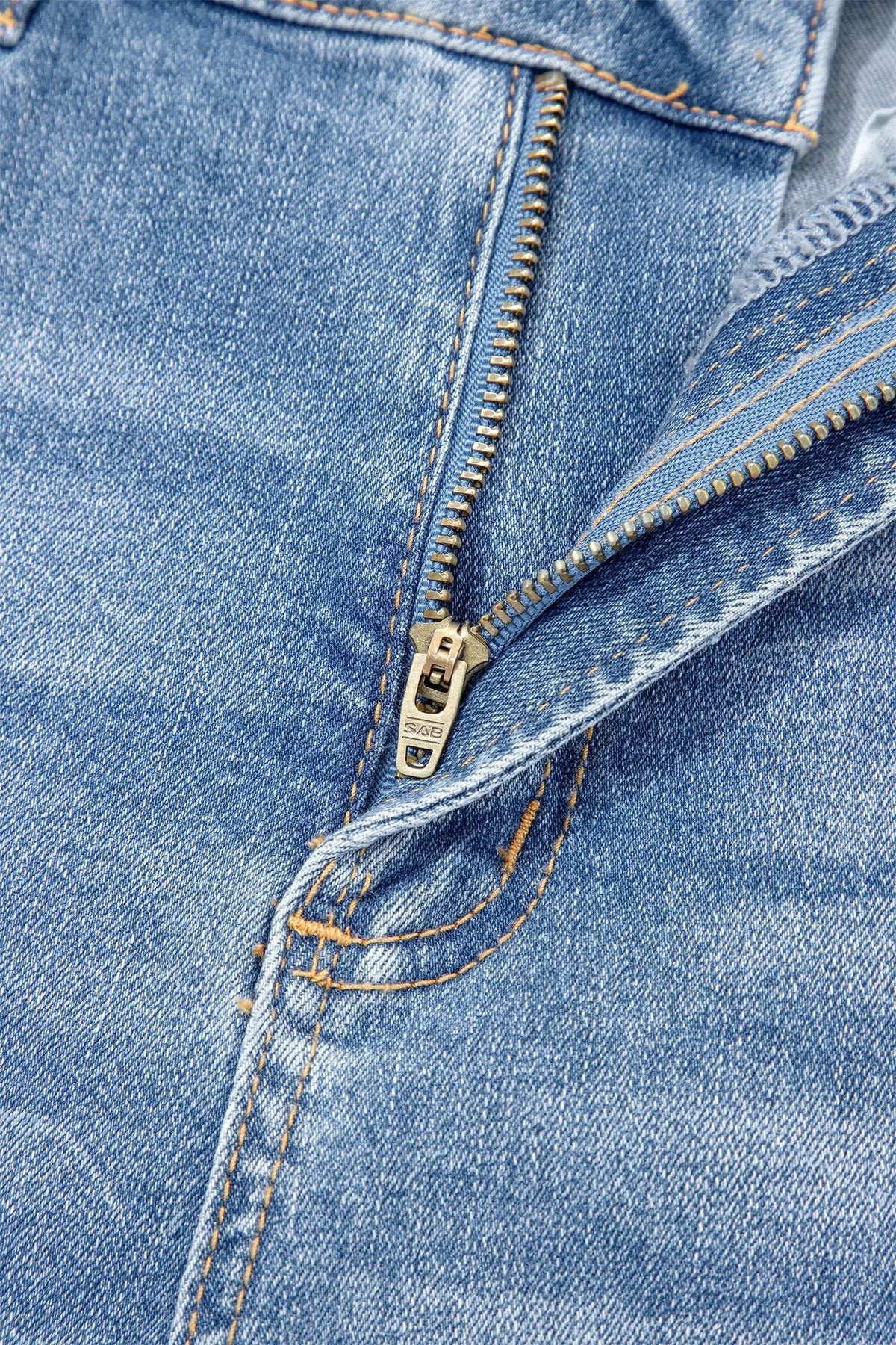 Valentina | Washed Raw Hem Denim Shorts with Mid Rise Fit