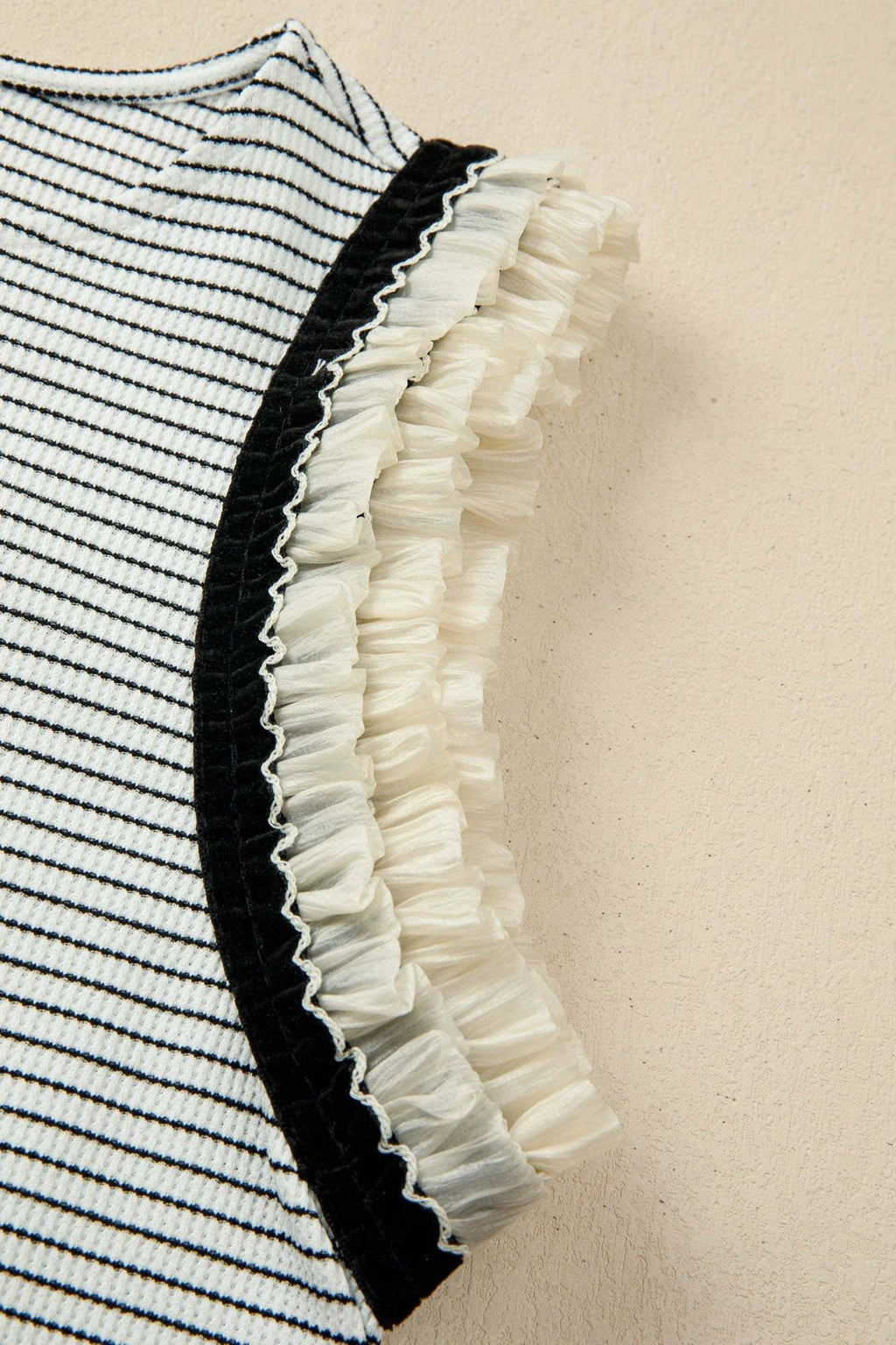 Ximena | Striped Ruffle Trim Sleeveless Tank Top