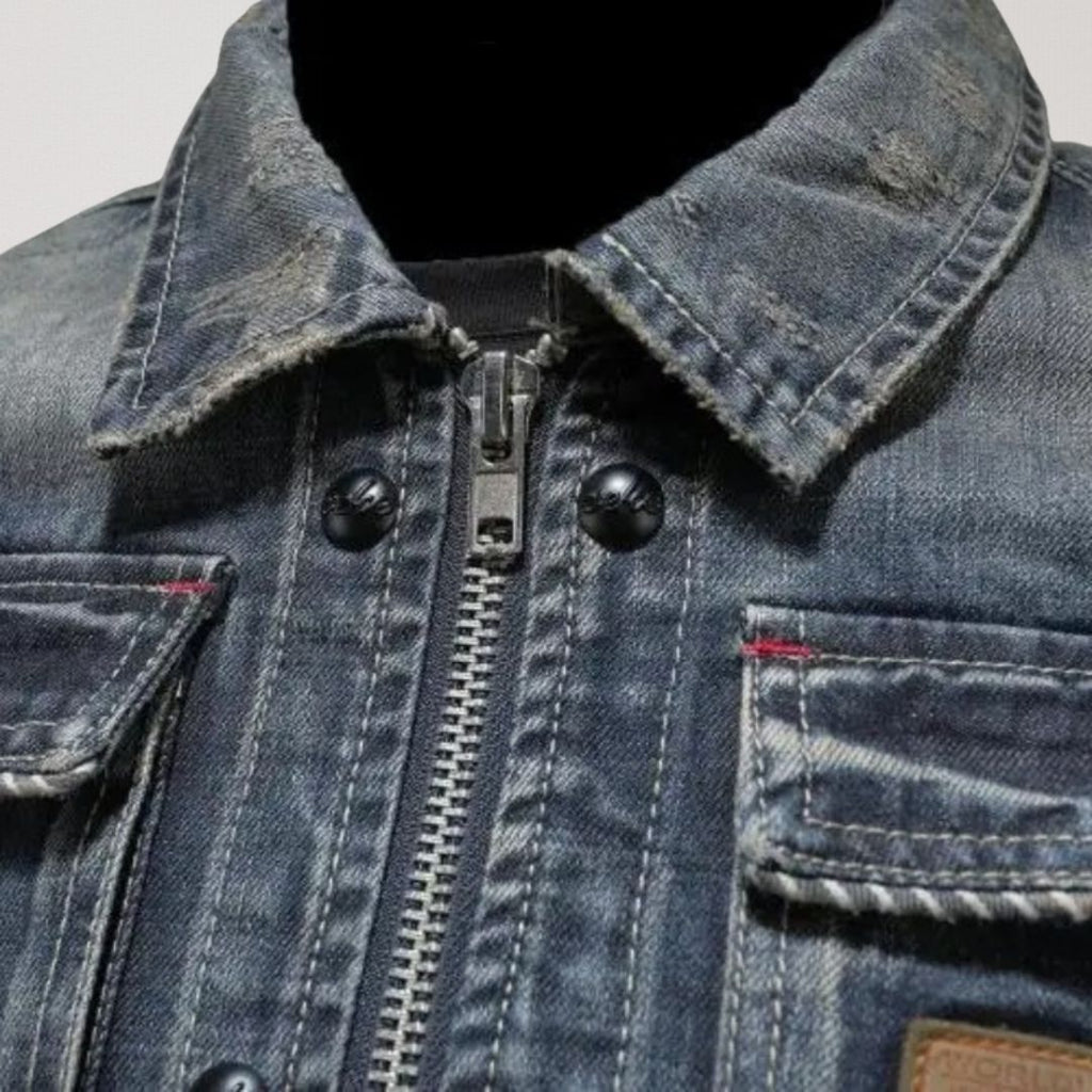 Lorenzi | Rigid Cotton Denim Jacket for Year Round Casual Layering