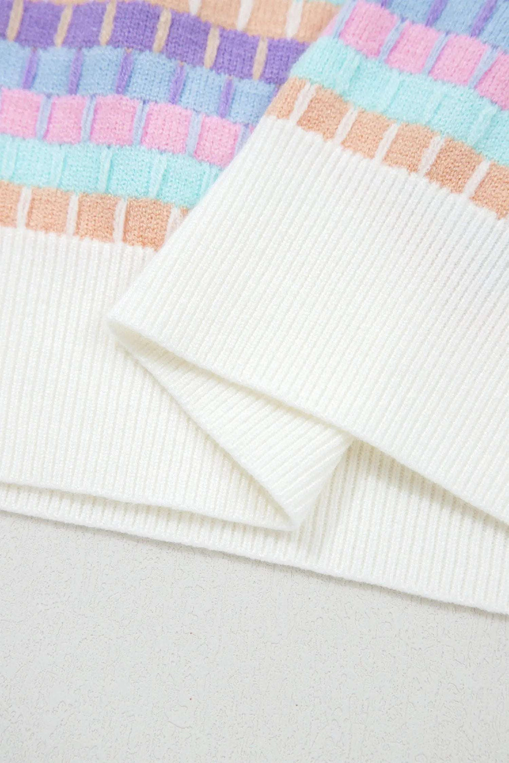 Zaria | Striped Short Sleeve Knit Sweater with Fine Gauge Finish
