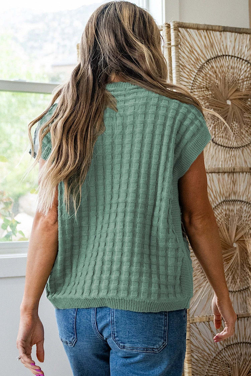 Yvaine | Textured Knit Short Sleeve Sweater in Extended Sizes