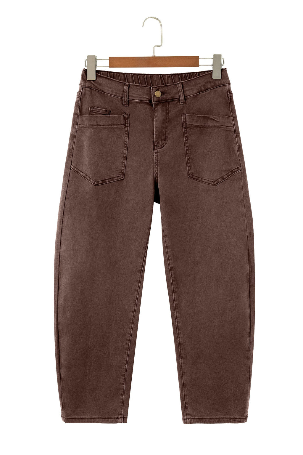 Romilly | Ankle Length Barrel Leg Jeans with Square Patch Pockets