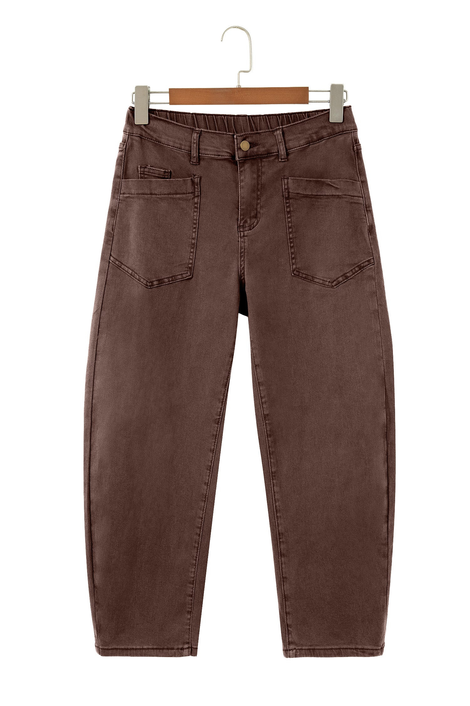 Romilly | Ankle Length Barrel Leg Jeans with Square Patch Pockets
