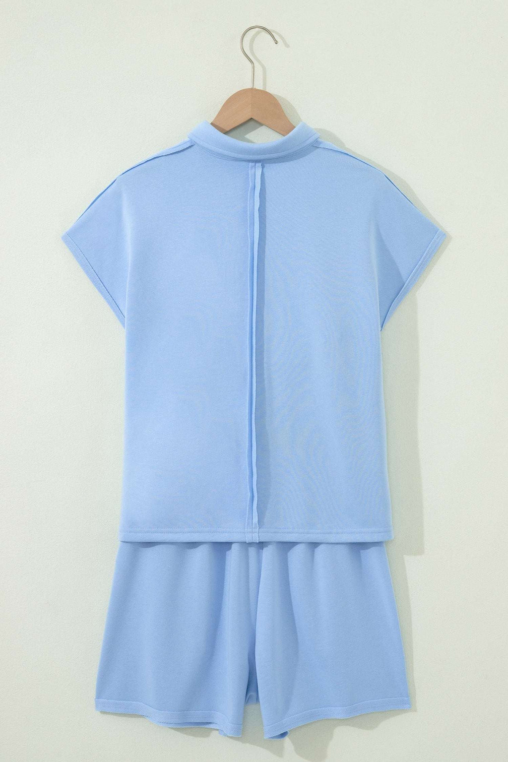 Serafina | Collared Polo Tee and Elastic Waist Shorts Two Piece Set