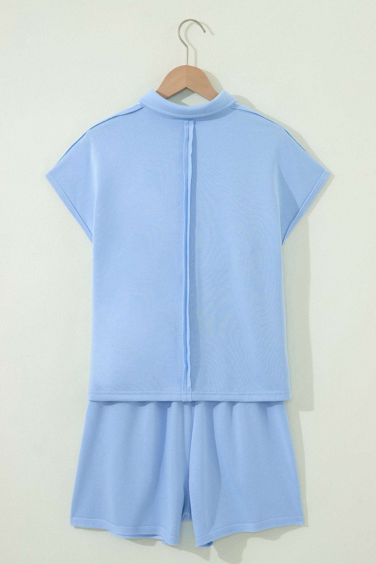 Serafina | Collared Polo Tee and Elastic Waist Shorts Two Piece Set