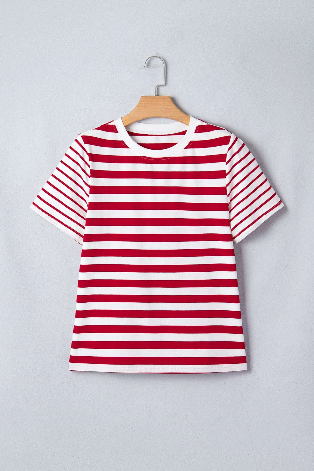 Ursina | Striped Panelled Round Neck Cotton T Shirt