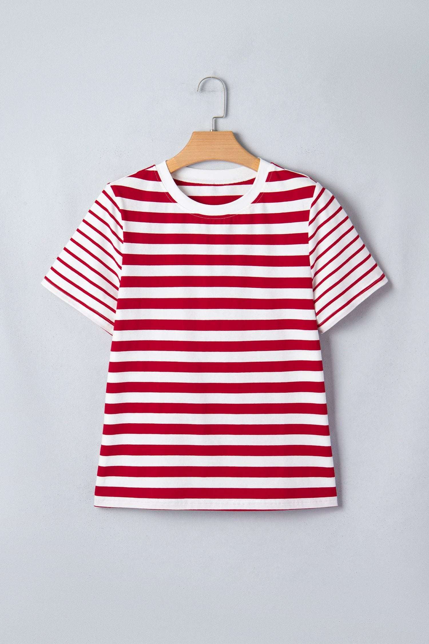 Ursina | Striped Panelled Round Neck Cotton T Shirt