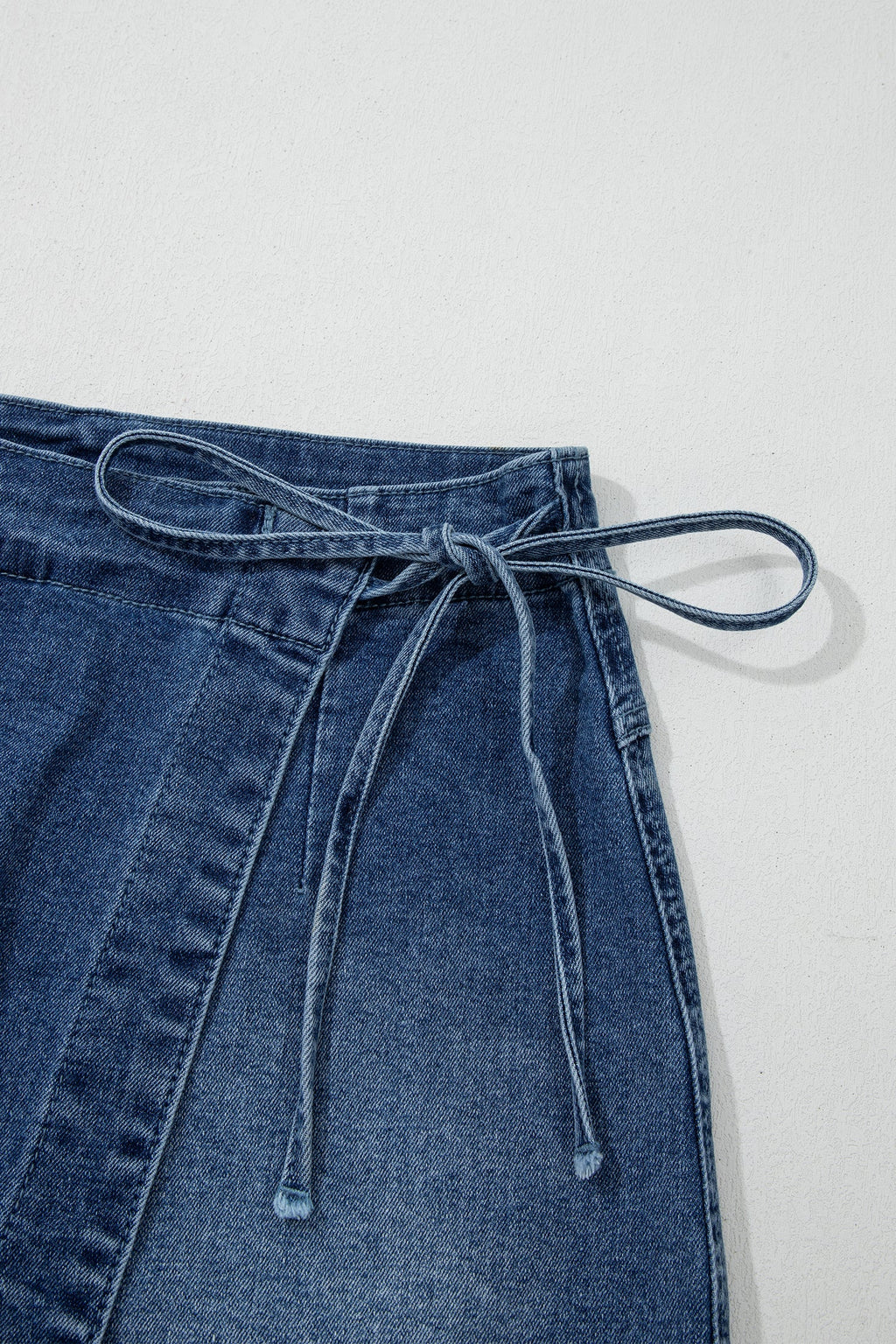 Alessia | Wrap Front Denim Skort with Tie Waist and Hidden Shorts