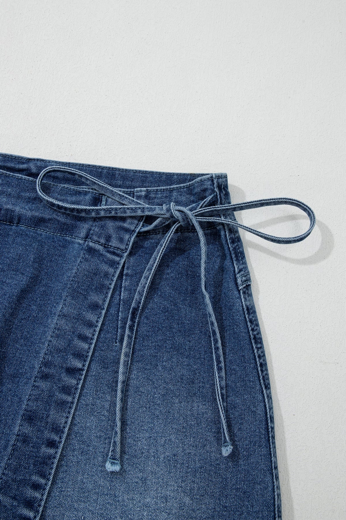 Alessia | Wrap Front Denim Skort with Tie Waist and Hidden Shorts