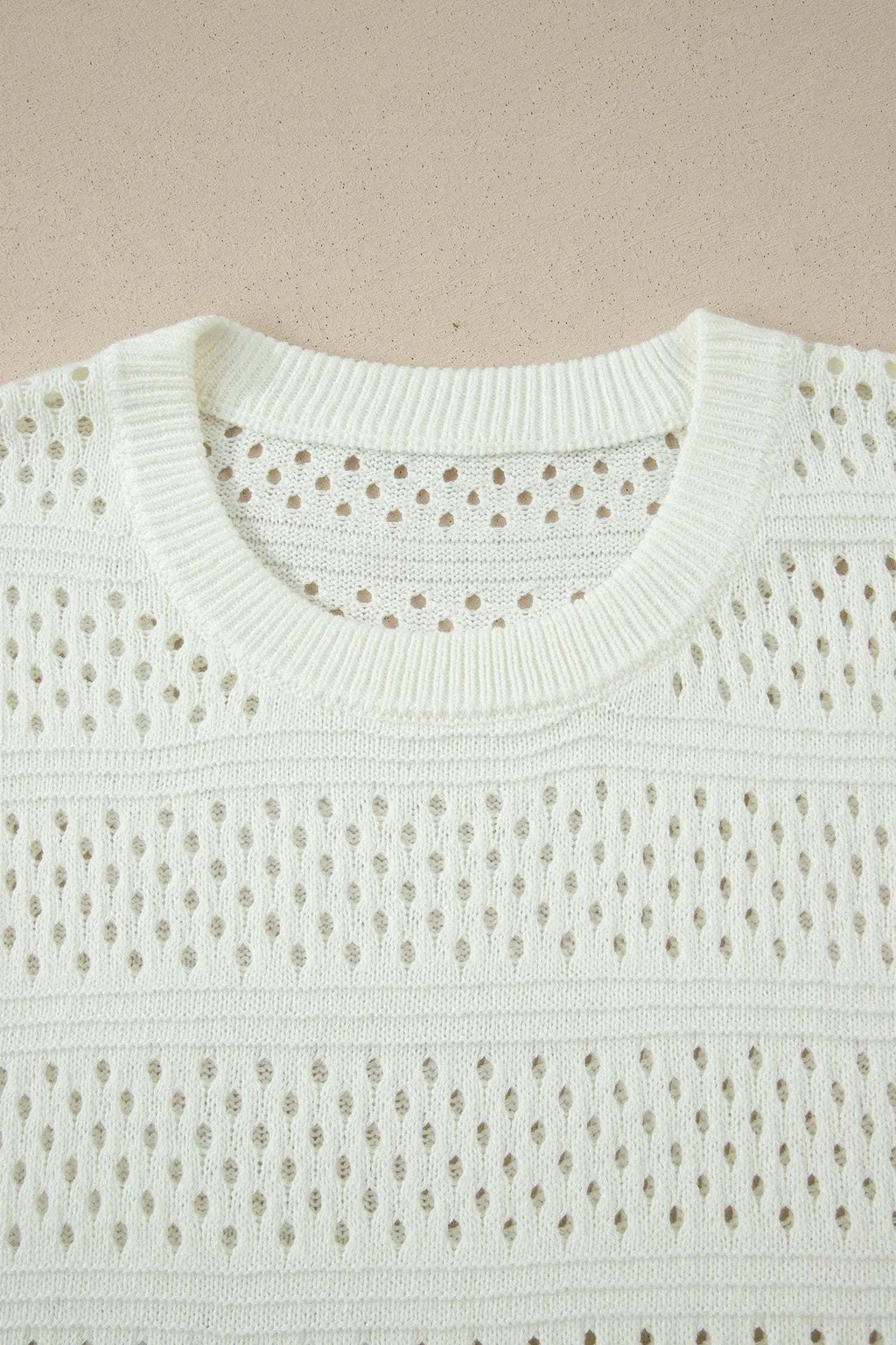 Celeste | Eyelet Knit Short Dolman Sleeve Sweater in Extended Sizes