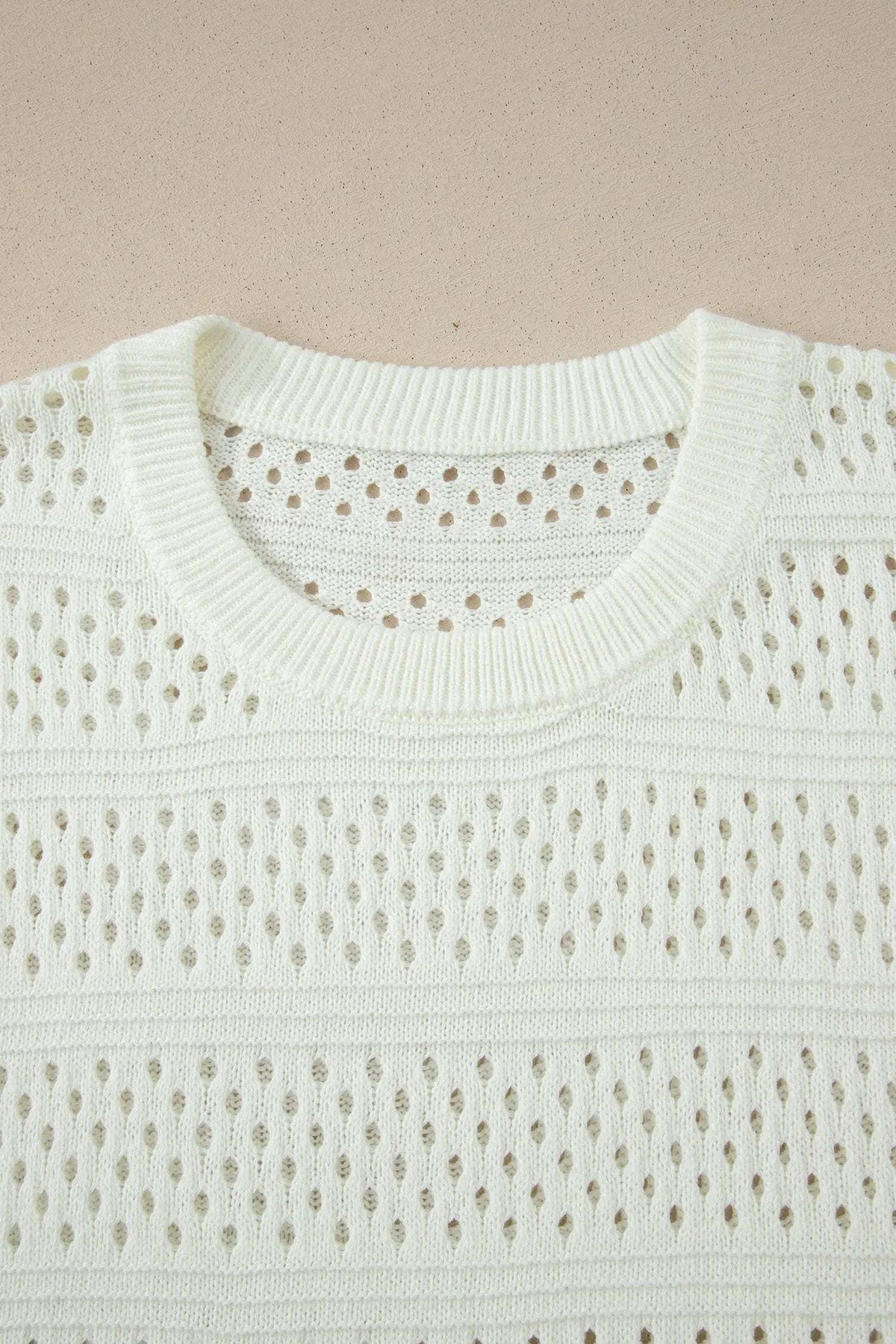 Celeste | Eyelet Knit Short Dolman Sleeve Sweater in Extended Sizes