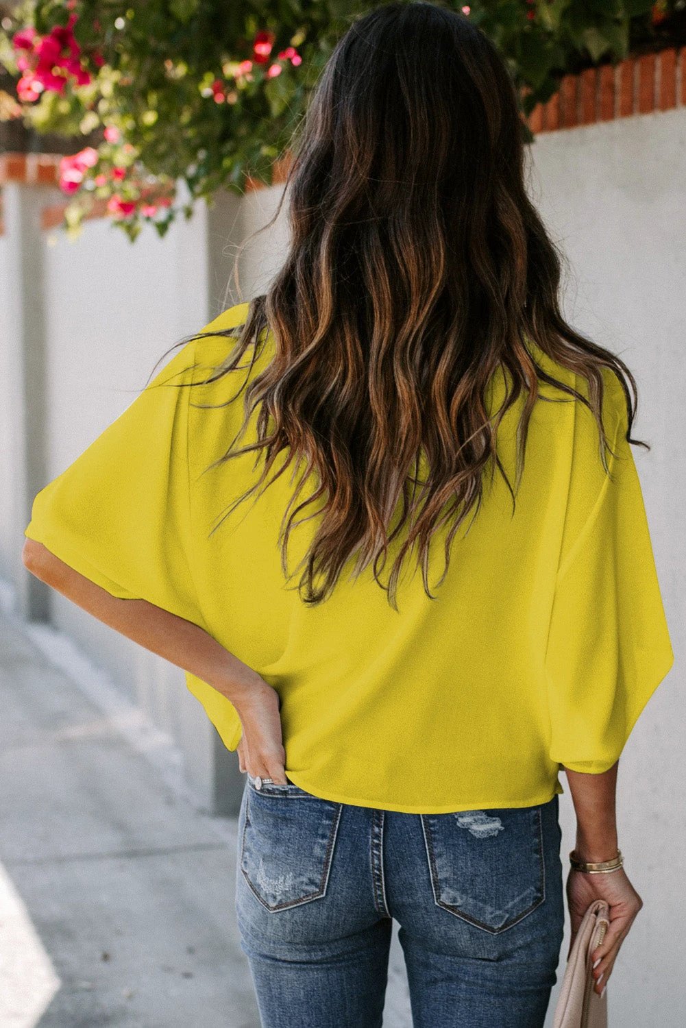 Sabine | Draped Sleeve V Neck Wrap Blouse for Warm Weather