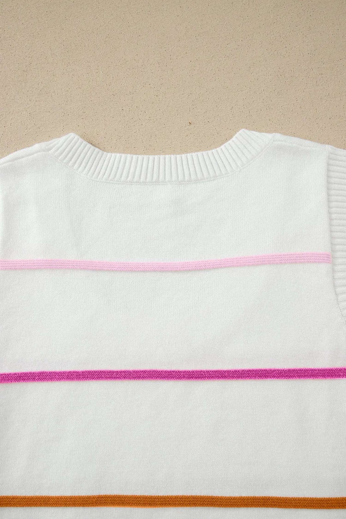 Elowen | Striped Knit Sweater Tank Top with Round Neckline