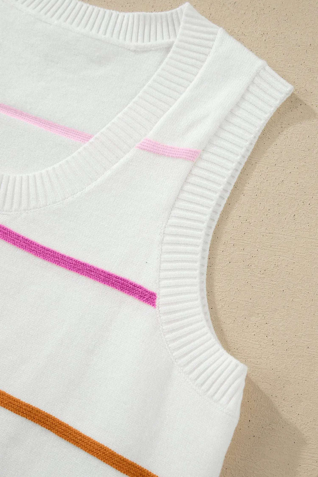 Elowen | Striped Knit Sweater Tank Top with Round Neckline
