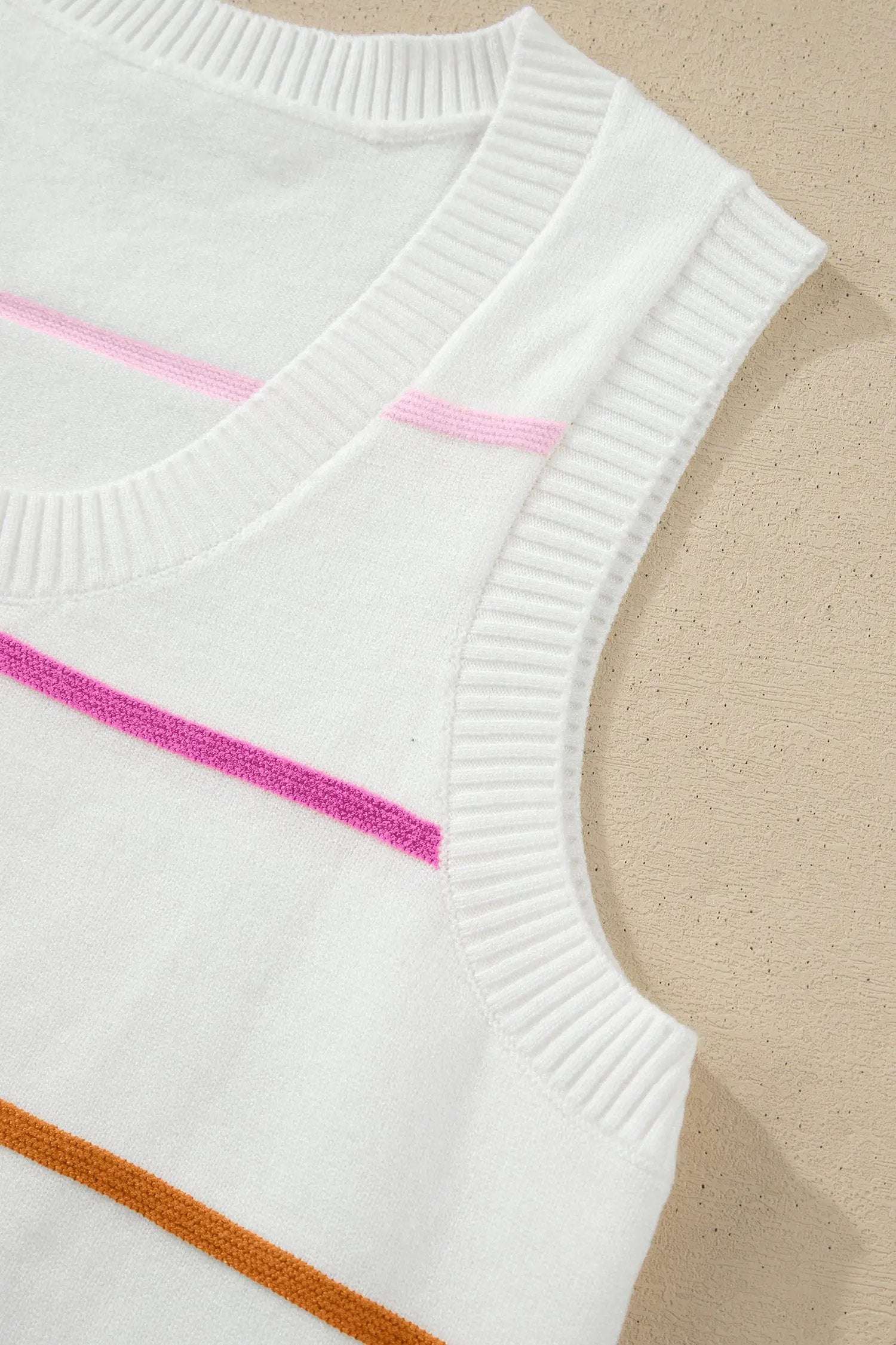 Elowen | Striped Knit Sweater Tank Top with Round Neckline