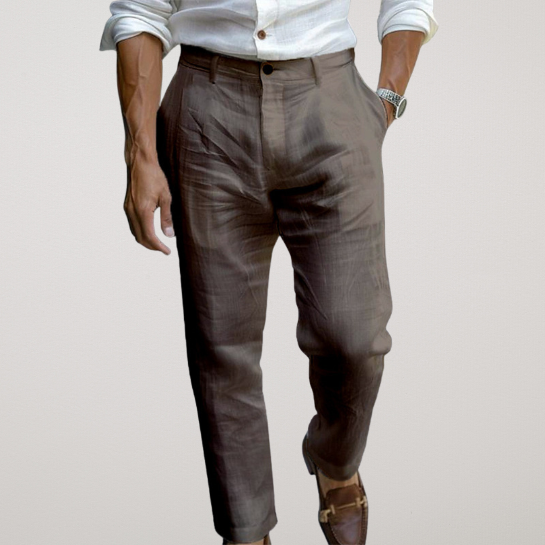 Rinaldo | Tapered Pure Linen Trousers for Resort Wear and Summer Events