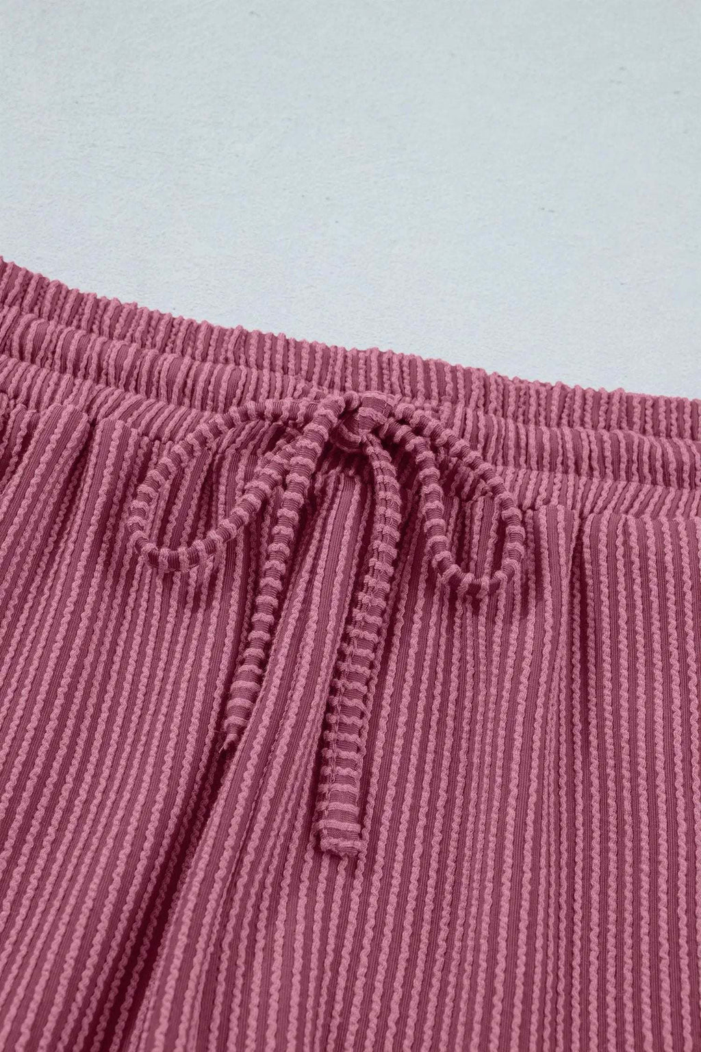 Wrenna | Ribbed Twist Front Tee and Drawstring Shorts Two Piece Set