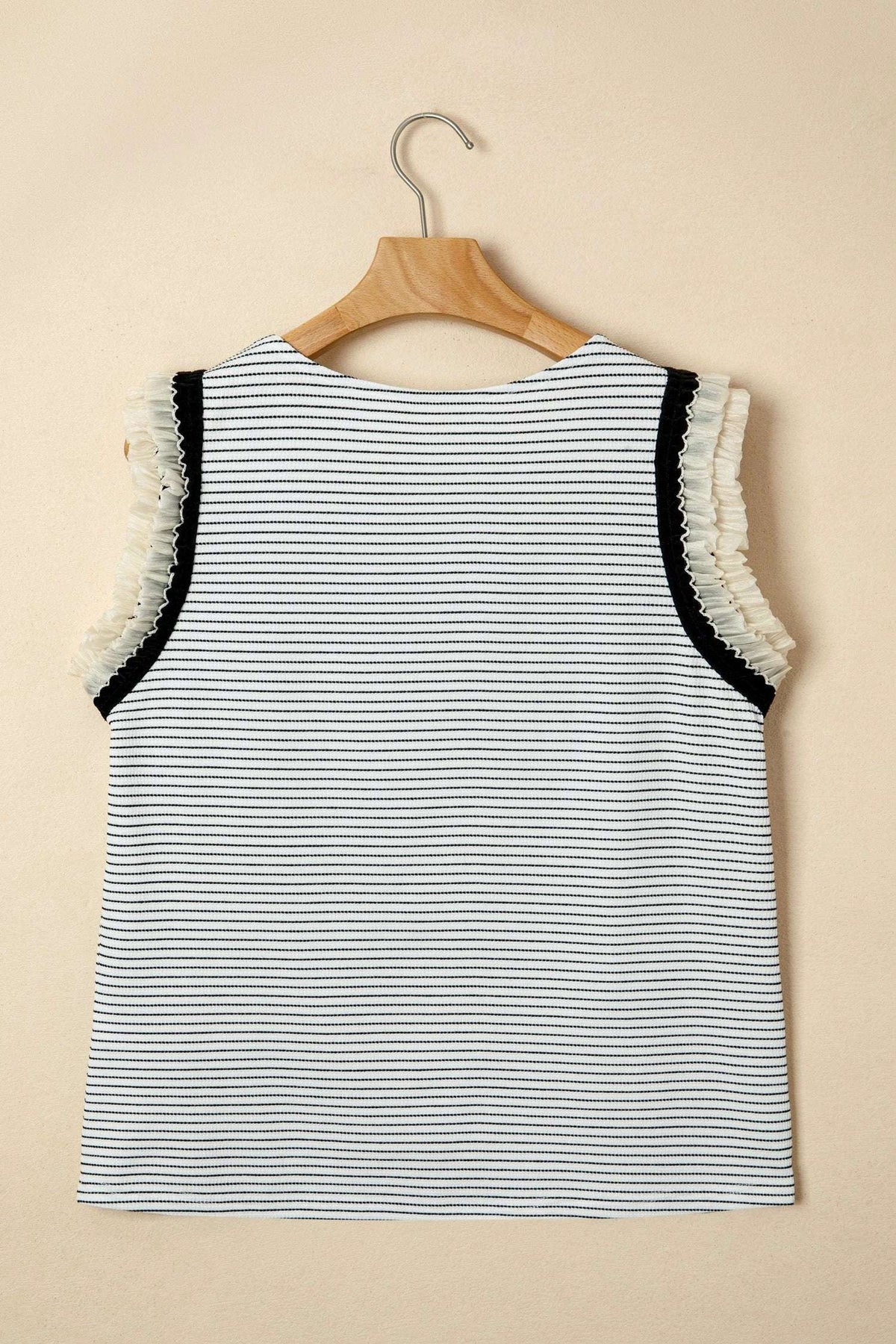Ximena | Striped Ruffle Trim Sleeveless Tank Top