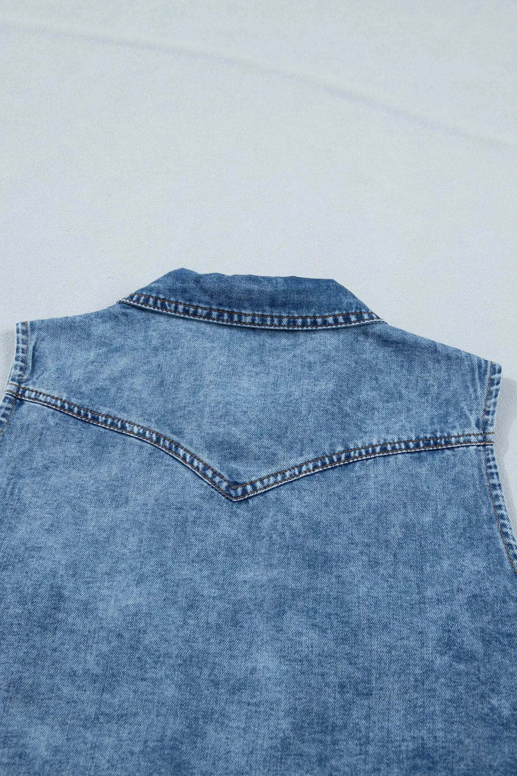 Nerina | Collared Sleeveless Denim Vest with Button Front