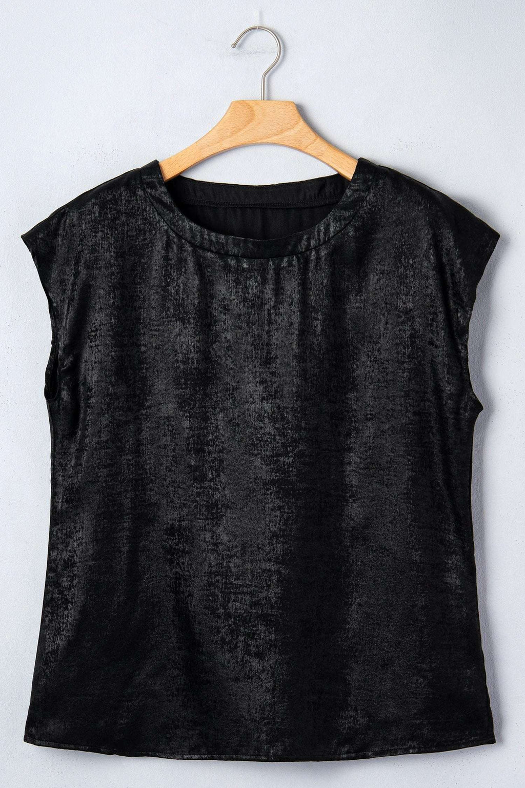 Francesca | Metallic Finish Round Neck Cap Sleeve Top