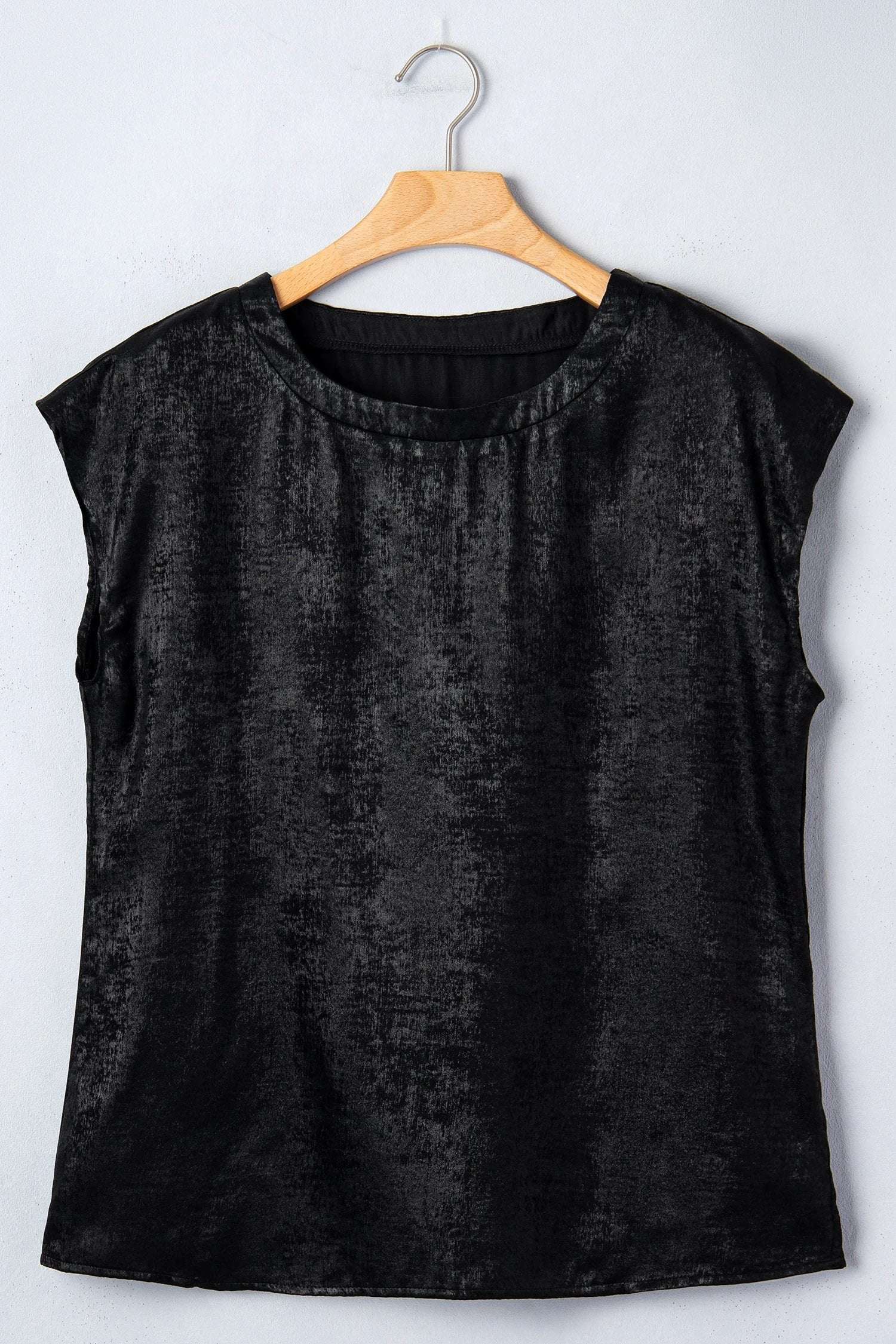 Francesca | Metallic Finish Round Neck Cap Sleeve Top