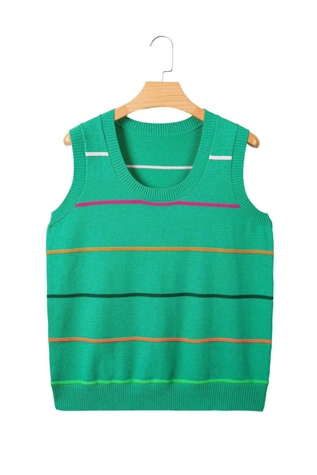 Elowen | Striped Knit Sweater Tank Top with Round Neckline