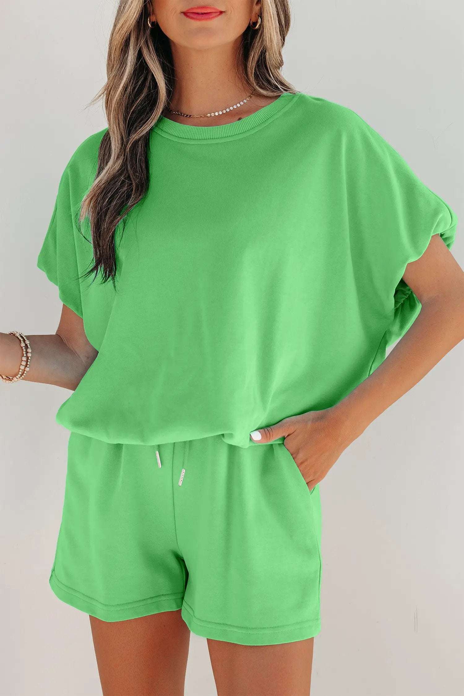 Paloma | Relaxed Blouson Top and Drawstring Shorts Two Piece Set