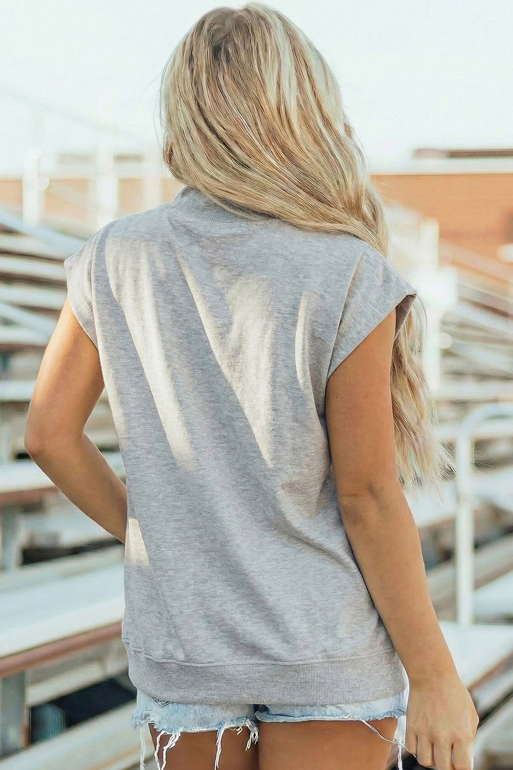 Danae | Mock Neck Cap Sleeve Relaxed Top for Everyday Layering