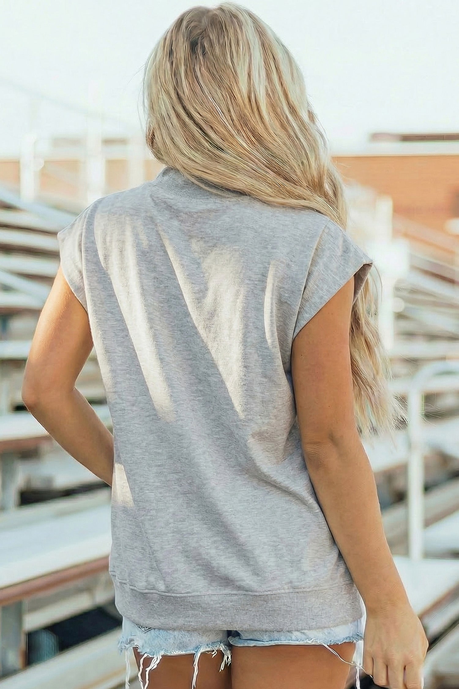 Danae | Mock Neck Cap Sleeve Relaxed Top for Everyday Layering