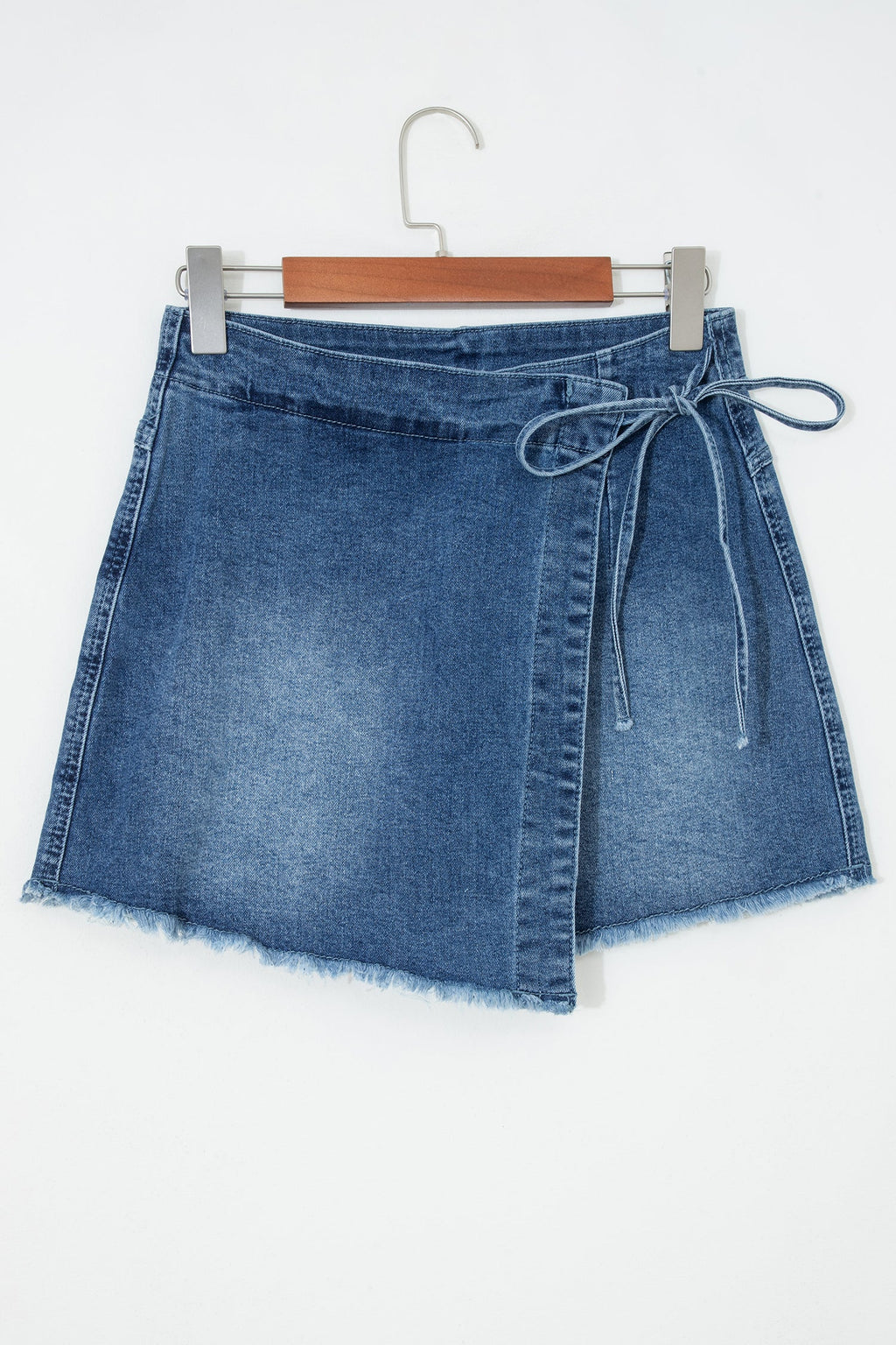 Alessia | Wrap Front Denim Skort with Tie Waist and Hidden Shorts