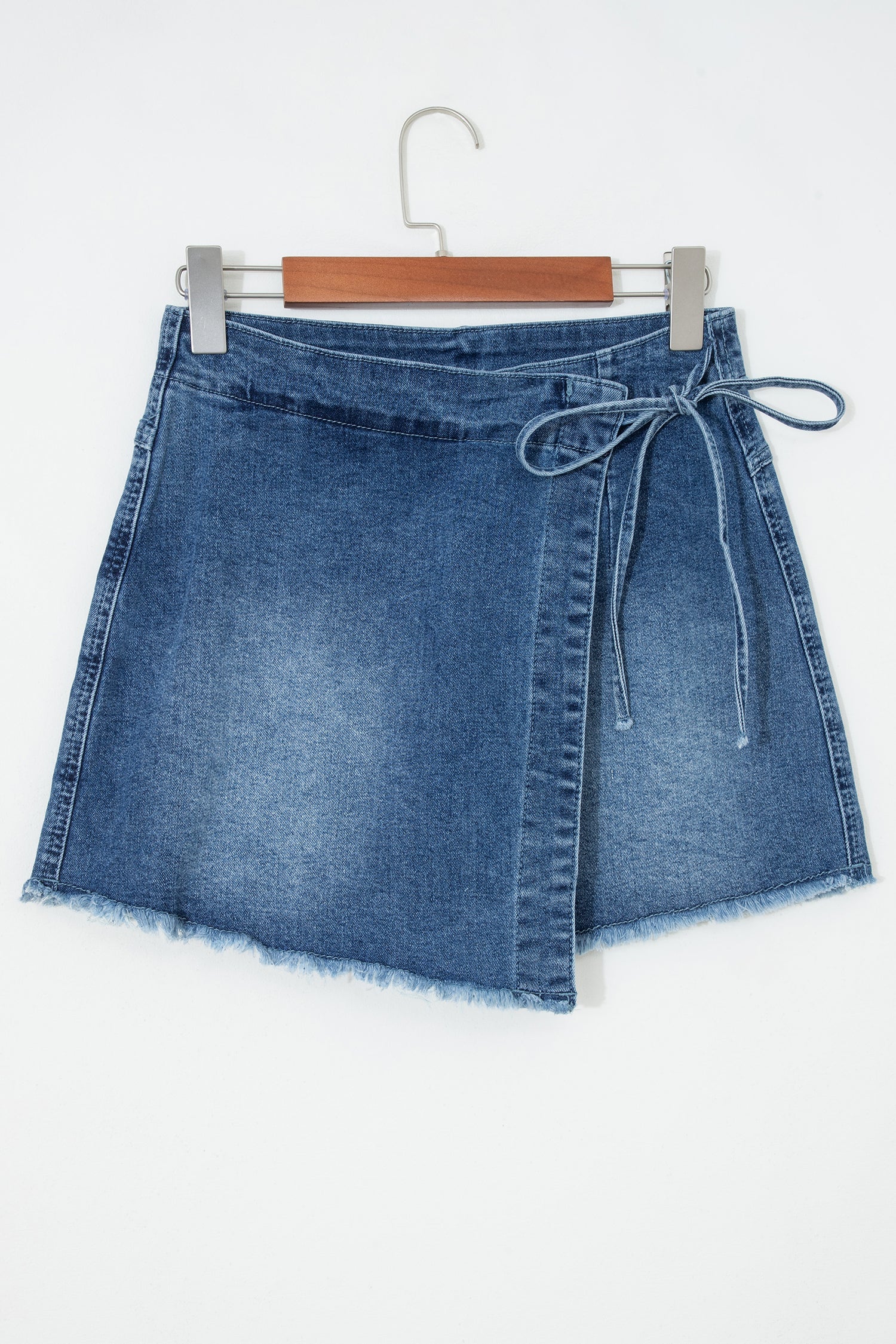 Alessia | Wrap Front Denim Skort with Tie Waist and Hidden Shorts
