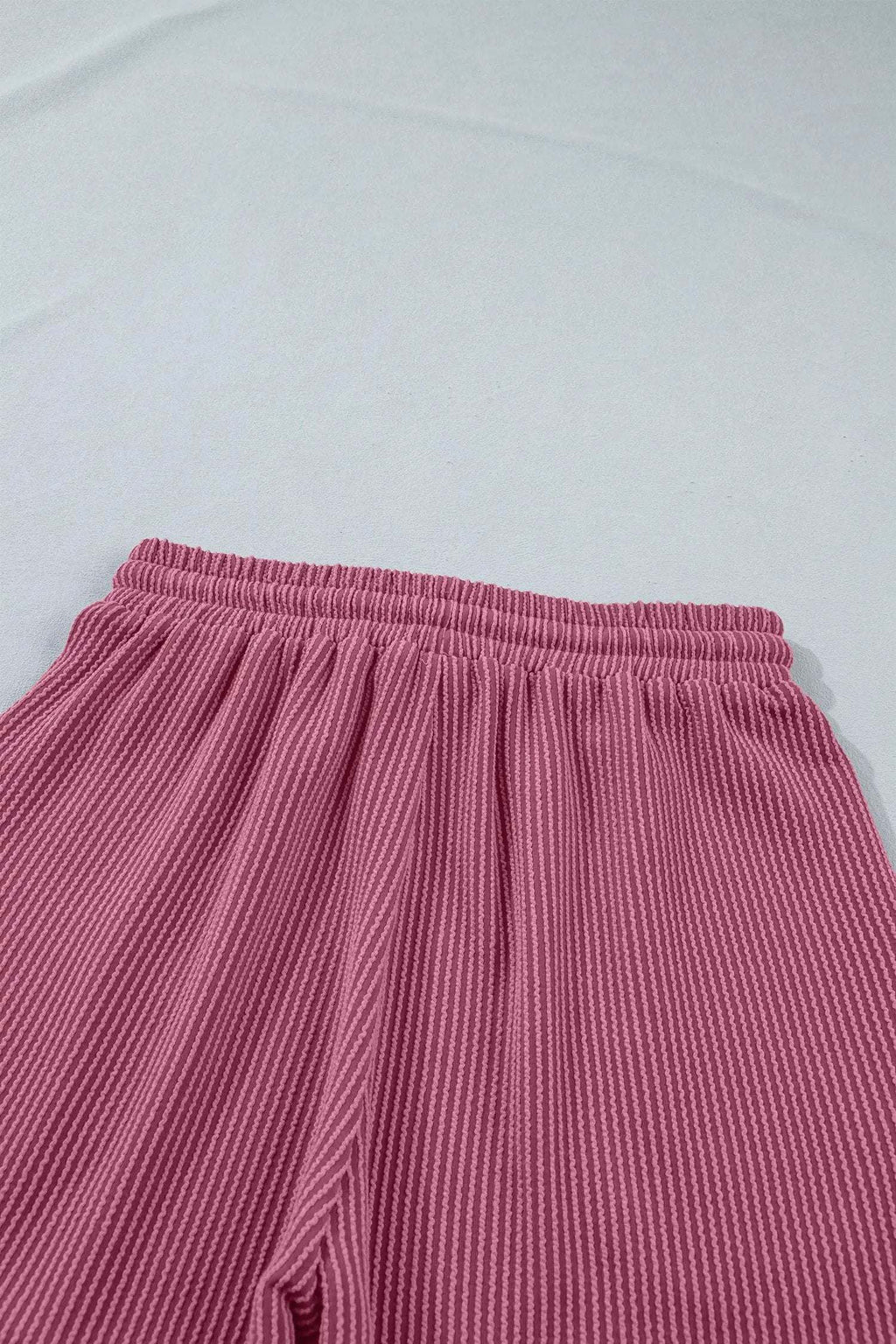 Wrenna | Ribbed Twist Front Tee and Drawstring Shorts Two Piece Set