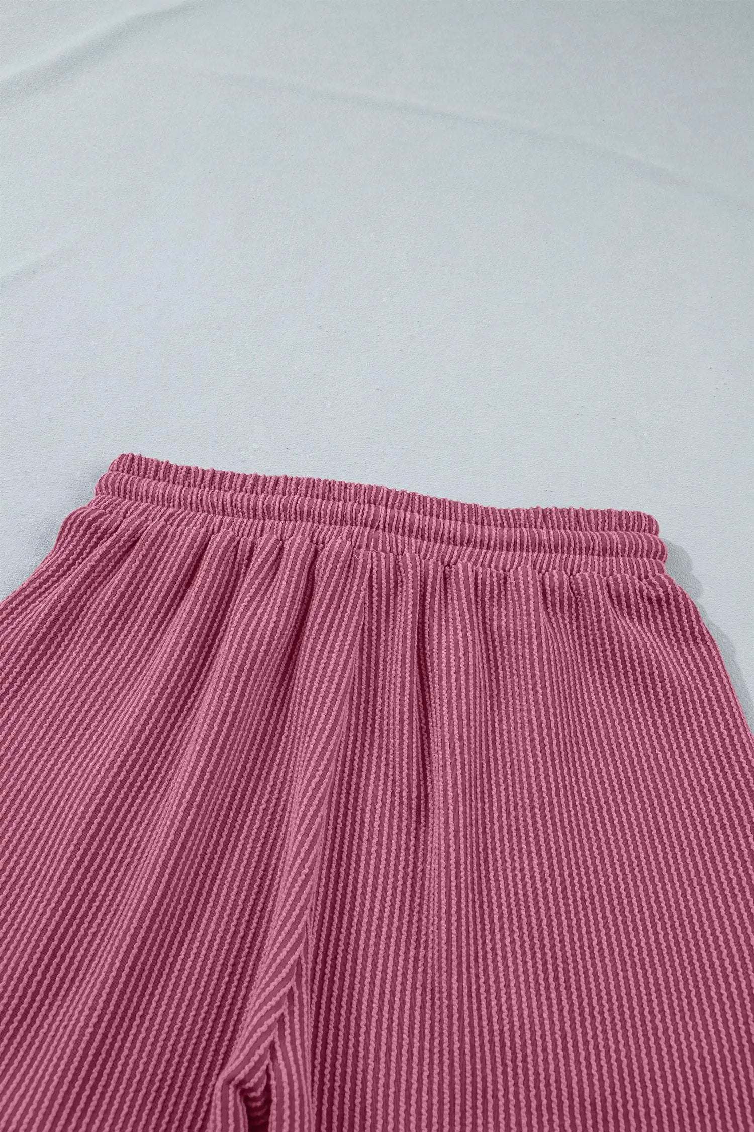Wrenna | Ribbed Twist Front Tee and Drawstring Shorts Two Piece Set