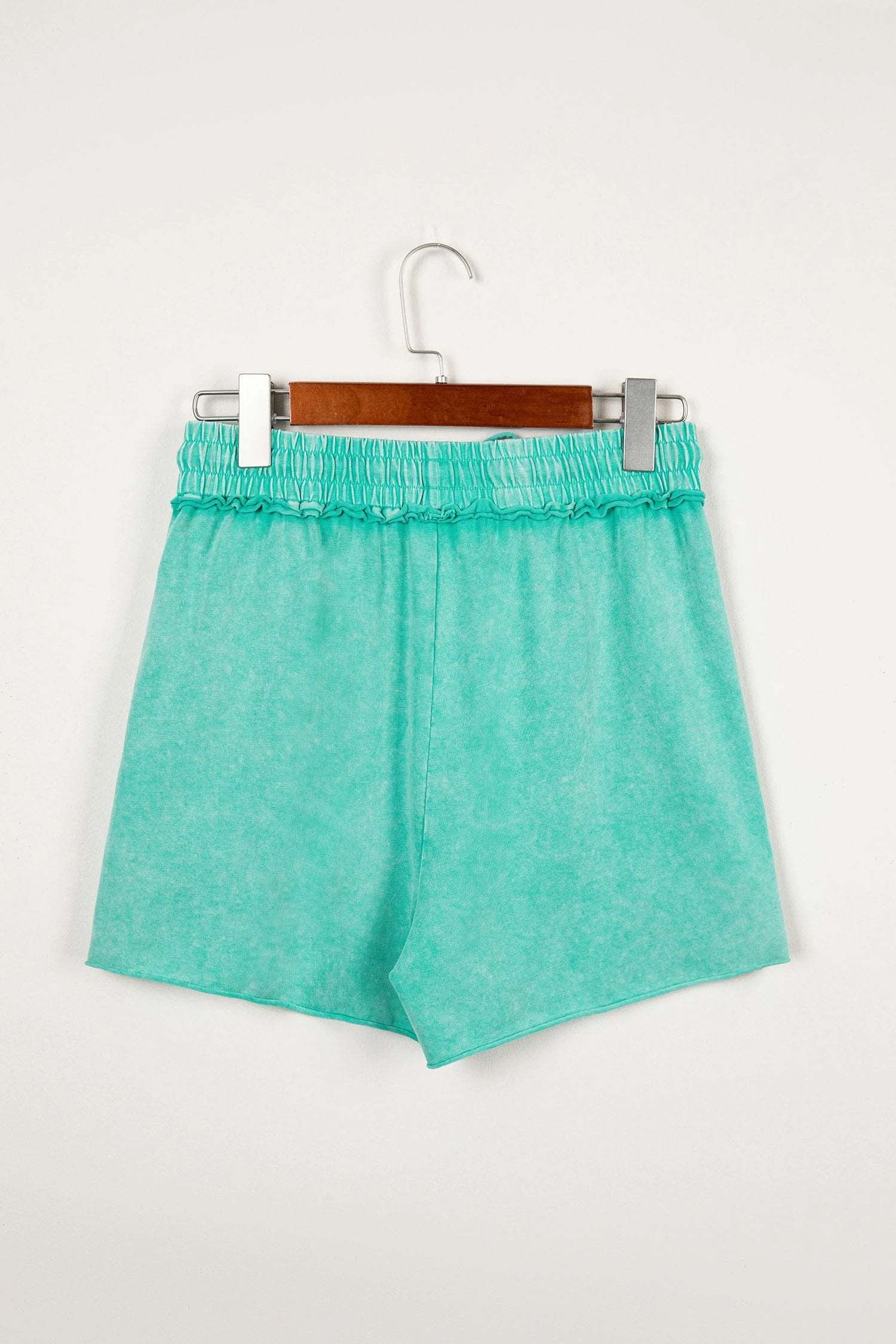 Carlotta | Mineral Washed Drawstring Shorts with Raw Edge Hem
