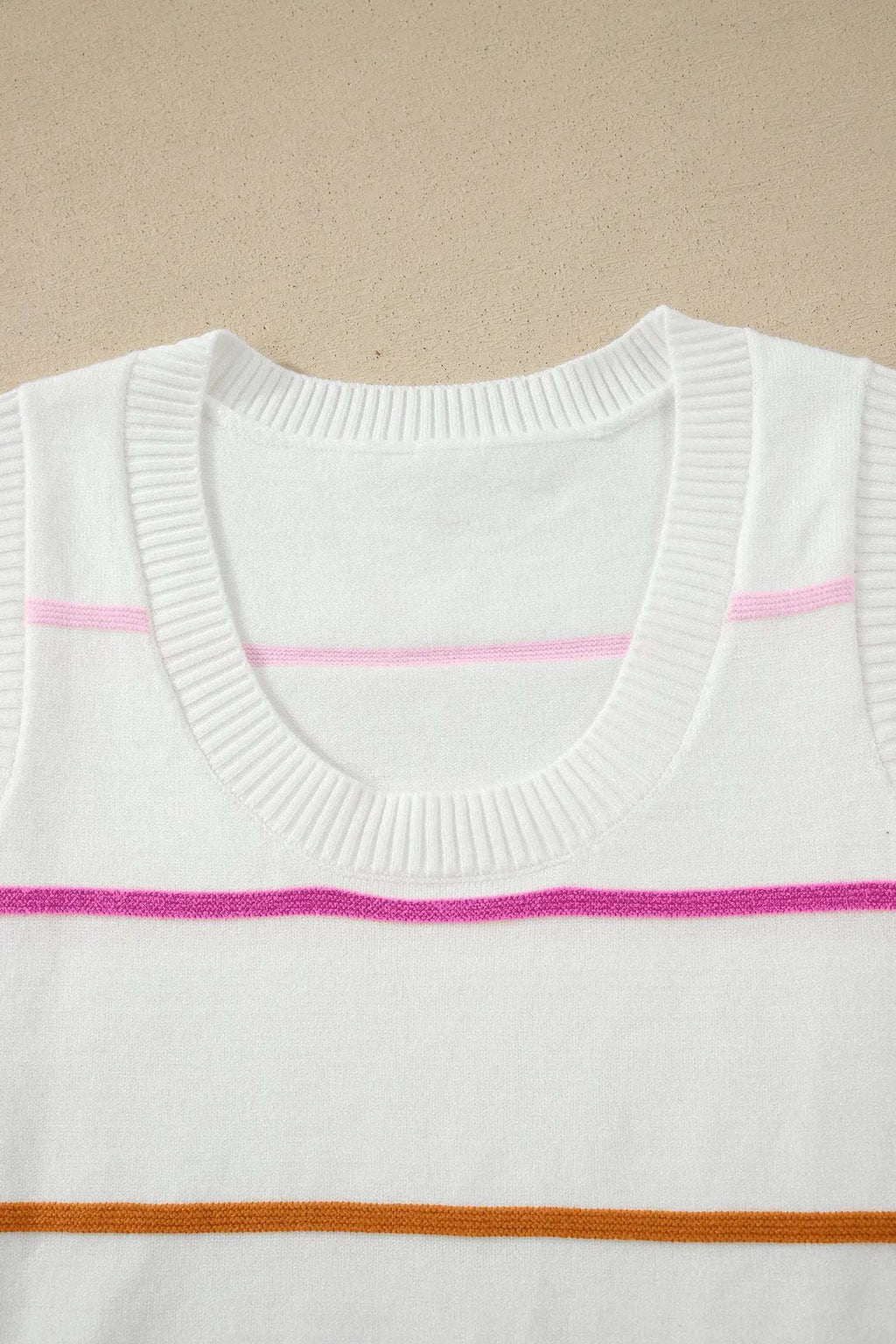Elowen | Striped Knit Sweater Tank Top with Round Neckline
