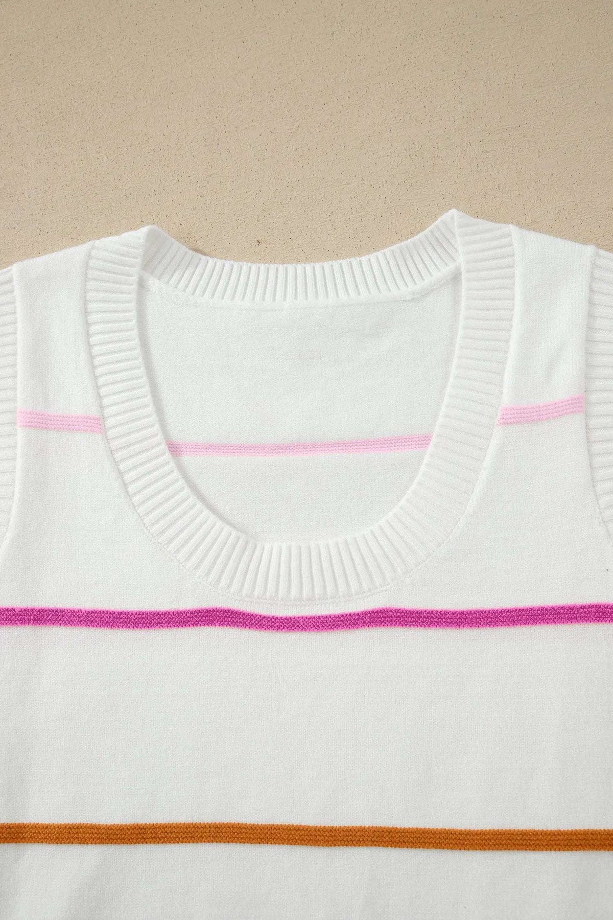 Elowen | Striped Knit Sweater Tank Top with Round Neckline