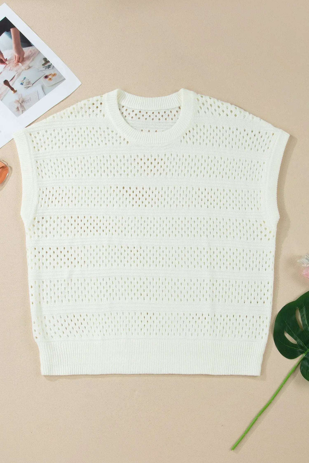 Celeste | Eyelet Knit Short Dolman Sleeve Sweater in Extended Sizes