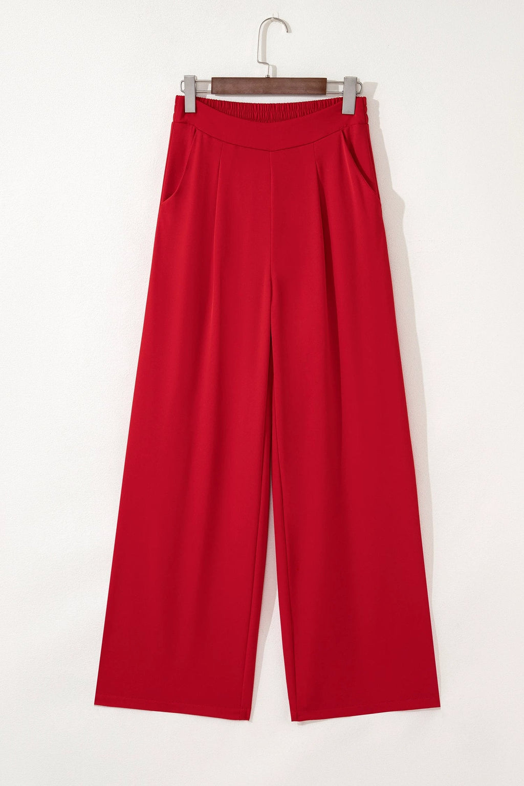 Giada | Pleated Pull On Straight Leg Trousers with Elastic Waist