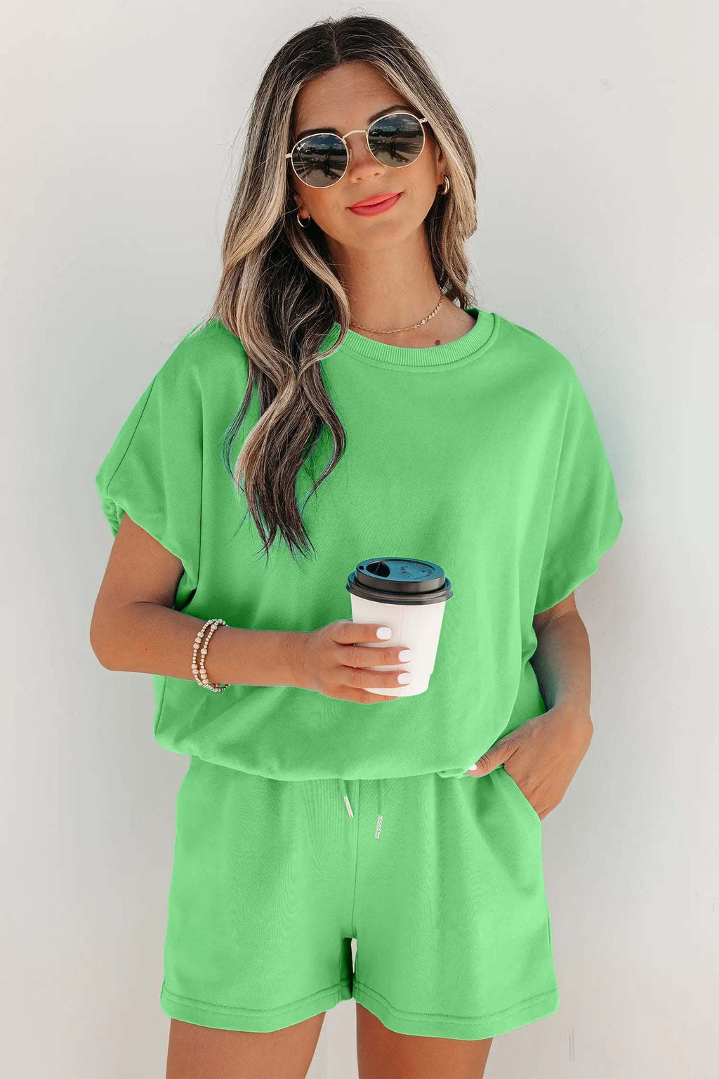 Paloma | Relaxed Blouson Top and Drawstring Shorts Two Piece Set