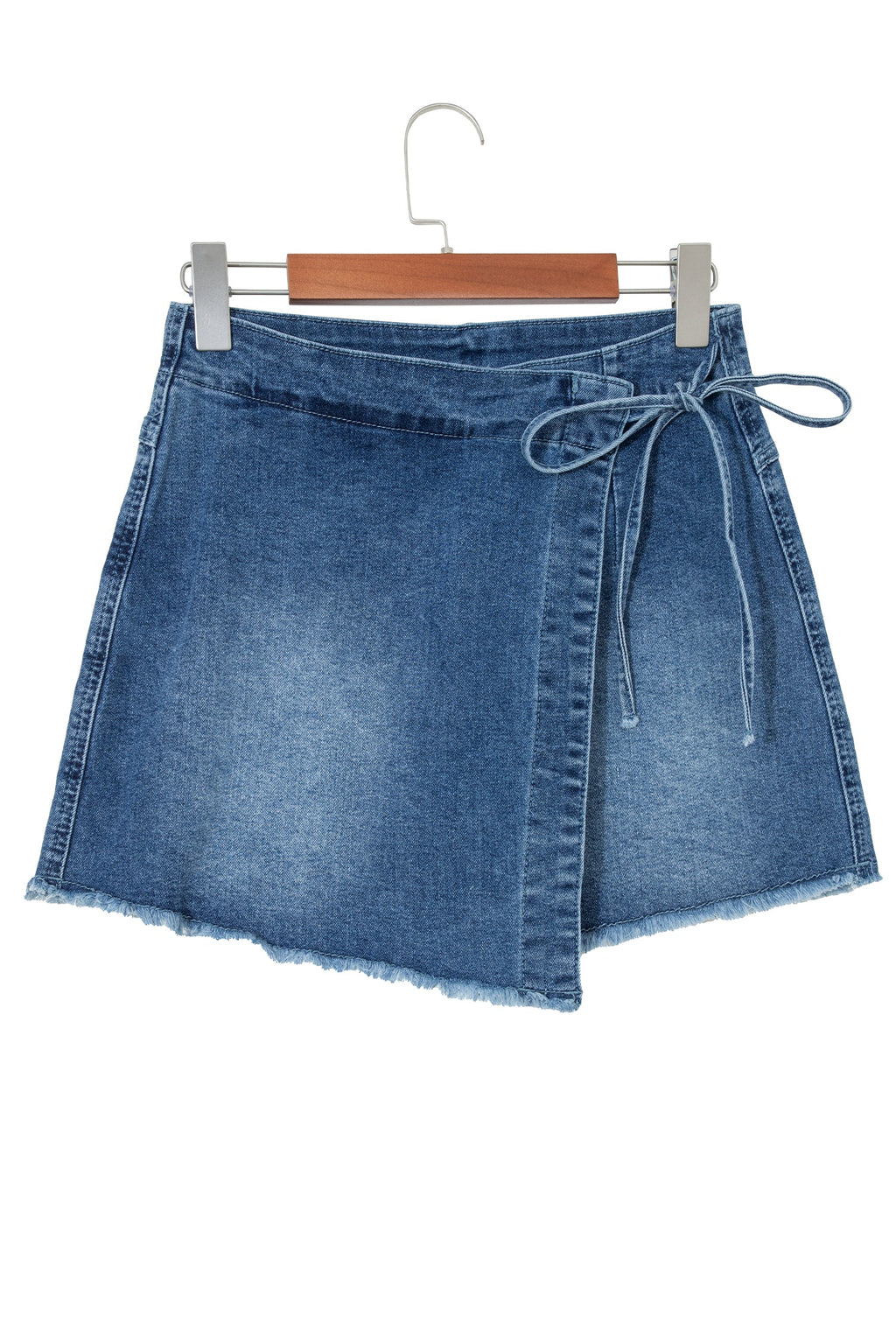 Alessia | Wrap Front Denim Skort with Tie Waist and Hidden Shorts
