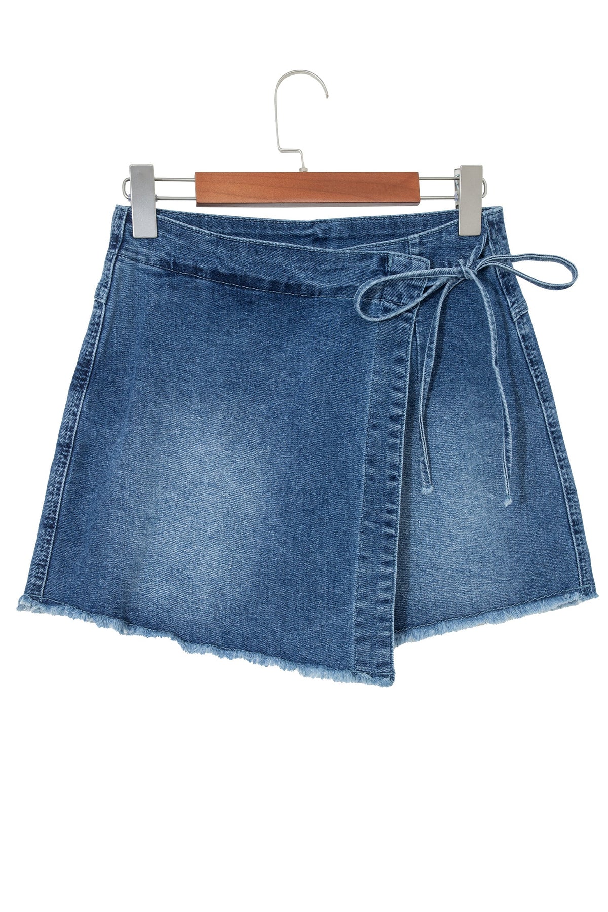 Alessia | Wrap Front Denim Skort with Tie Waist and Hidden Shorts