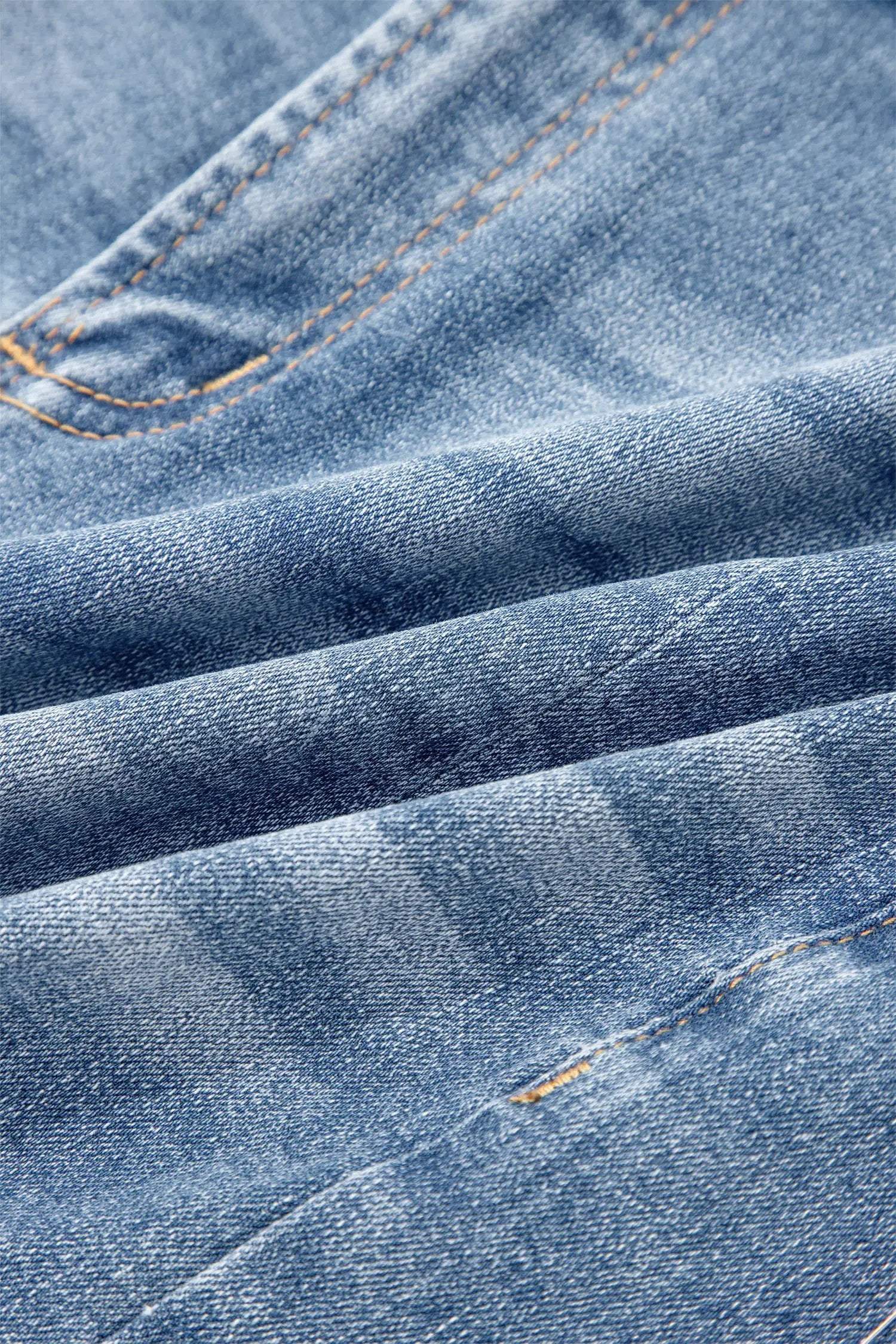 Valentina | Washed Raw Hem Denim Shorts with Mid Rise Fit