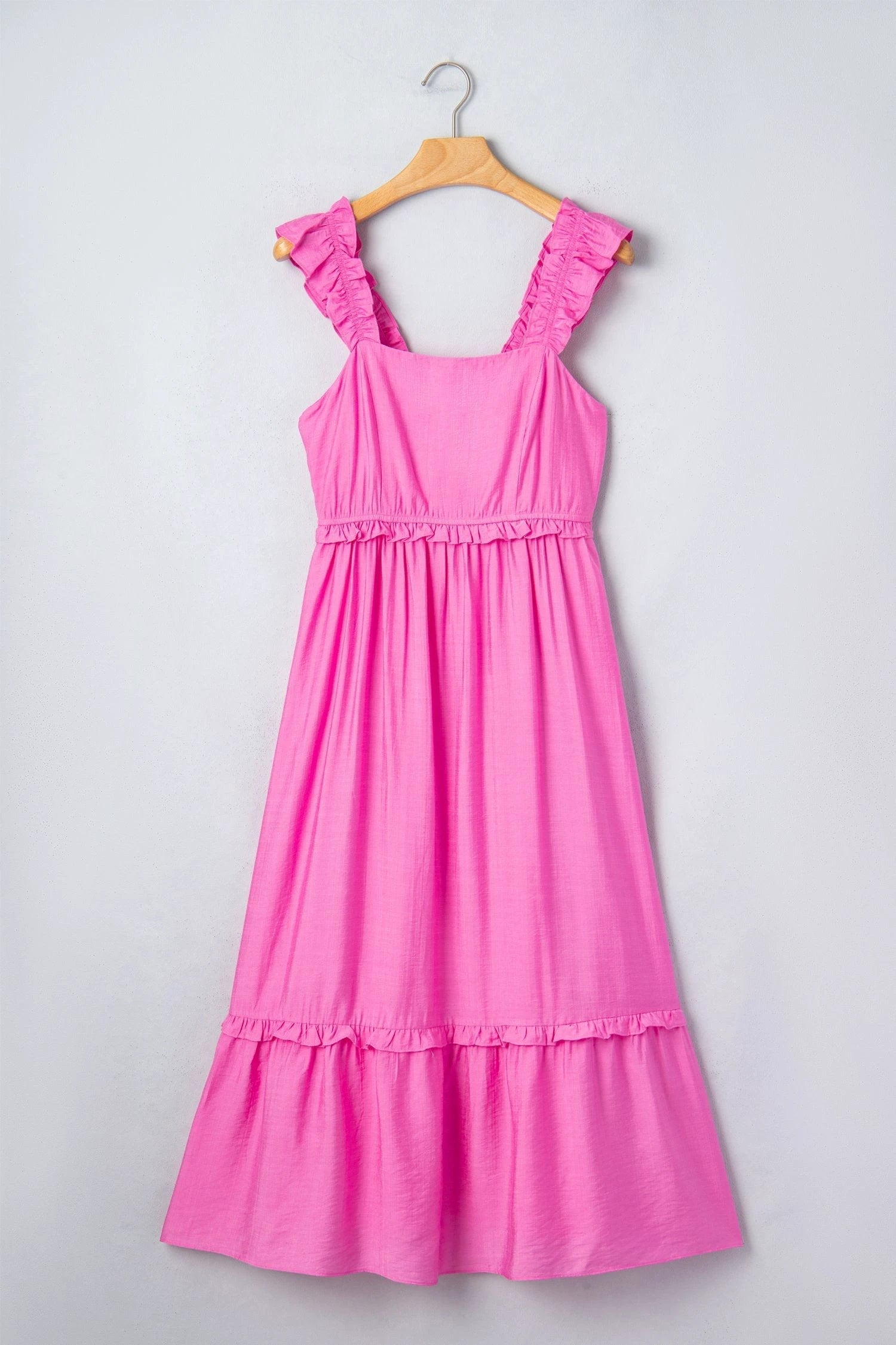 Renata | Sleeveless High Waisted Maxi Dress with Ruffle Trim