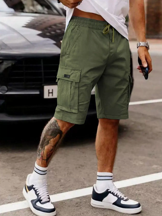 Cortale | Durable Multi Pocket Cargo Shorts for Men with Elastic Comfort Waist